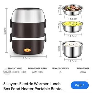 Heather Brand,Black And White,3-Layer Bento Box ,WithWarmer ,New, Never Used